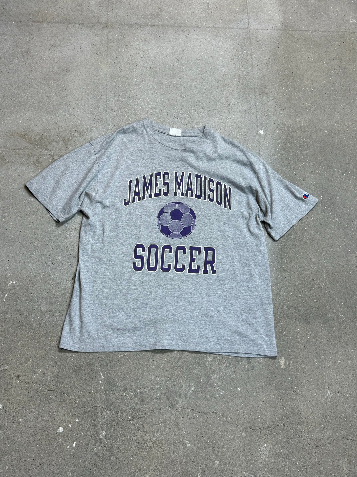 GREY VINTAGE CHAMPION SOCCER FOOTBALL T-SHIRT (XL)