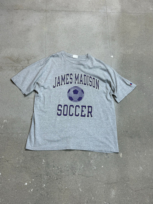 GRAUES VINTAGE-CHAMPION-FUSSBALL-T-SHIRT (XL)