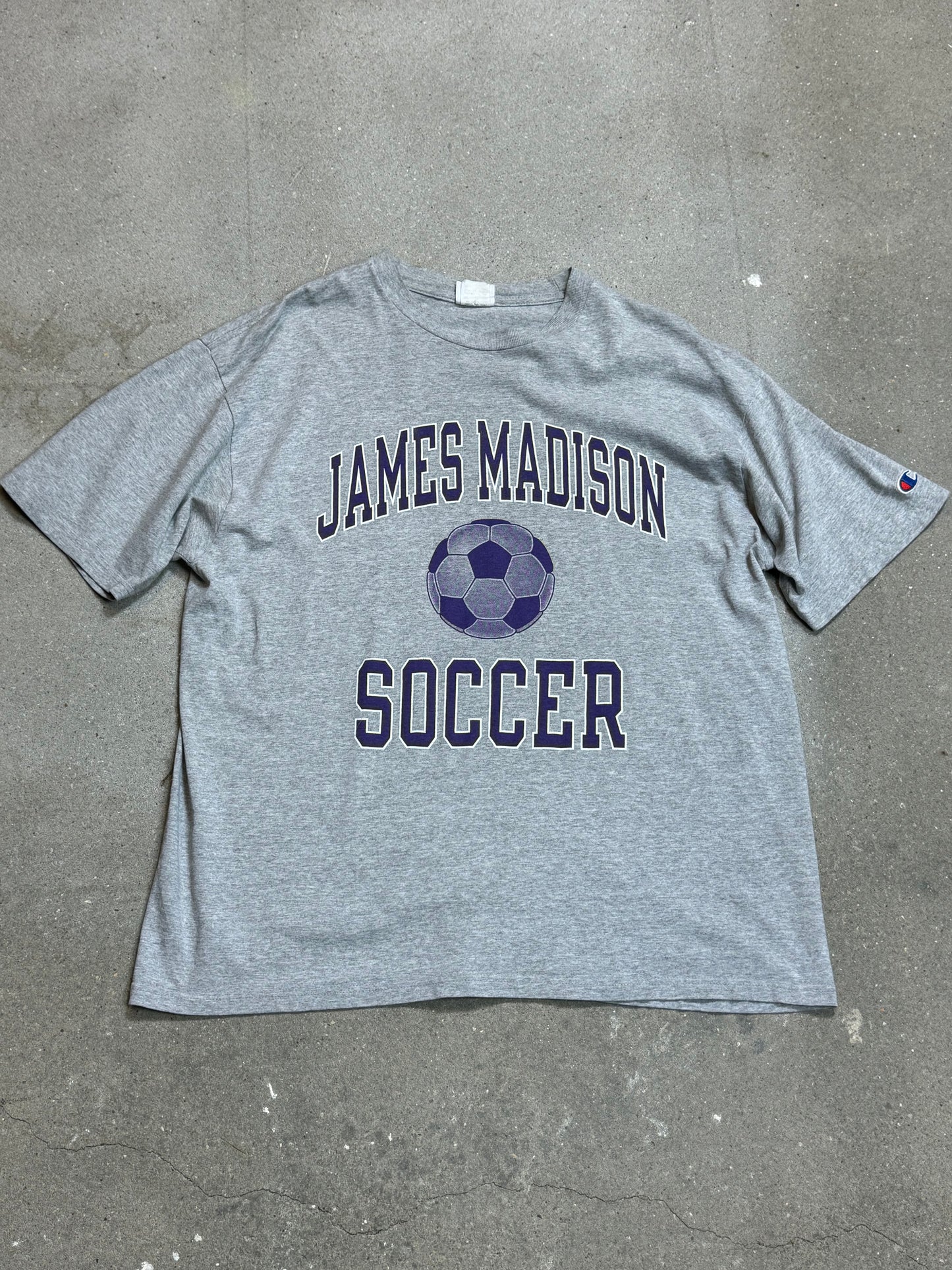 GREY VINTAGE CHAMPION SOCCER FOOTBALL T-SHIRT (XL)