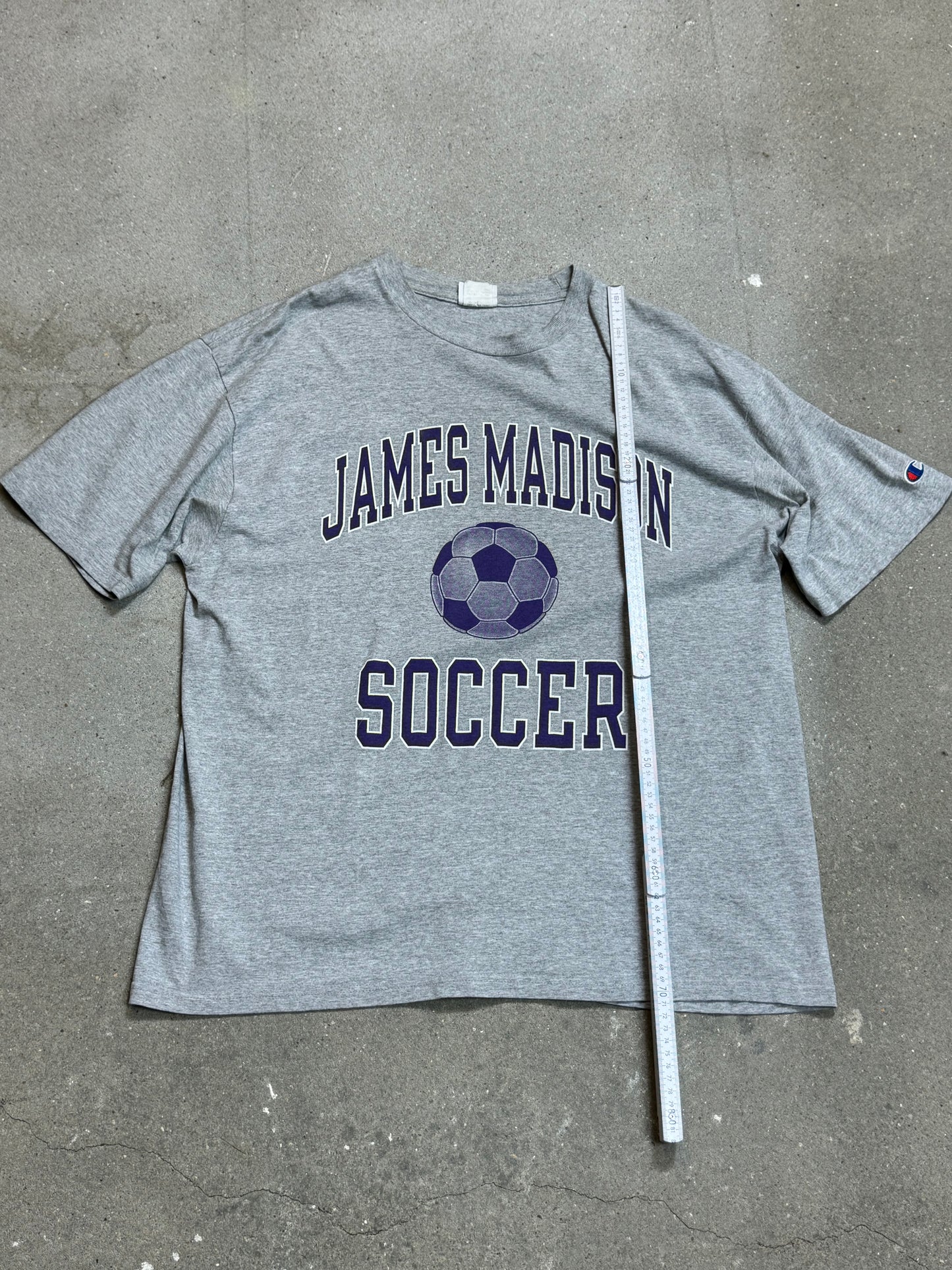 GREY VINTAGE CHAMPION SOCCER FOOTBALL T-SHIRT (XL)