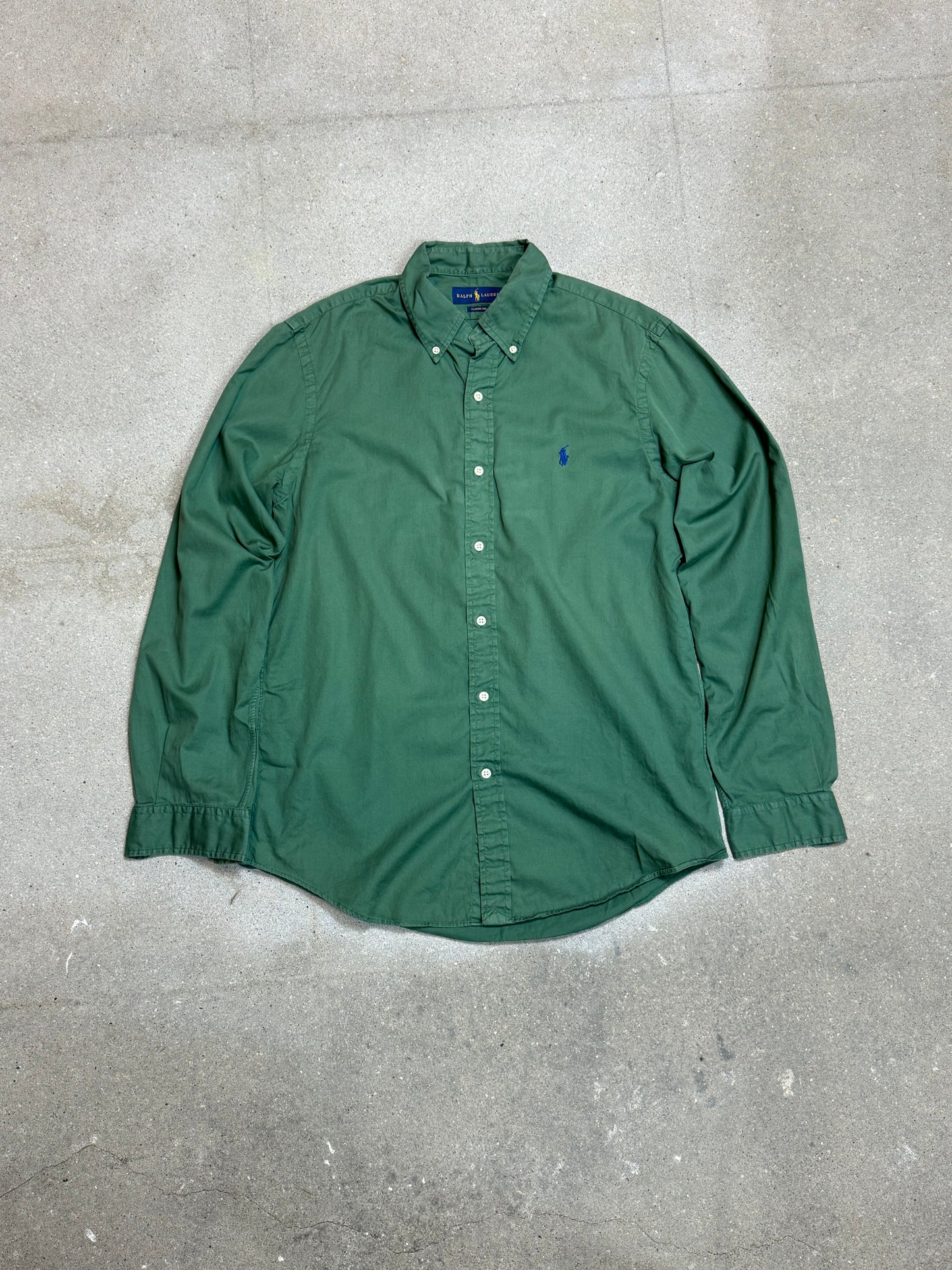 HELLBLAUES VINTAGE-HEMD VON RALPH LAUREN (MITTEL)