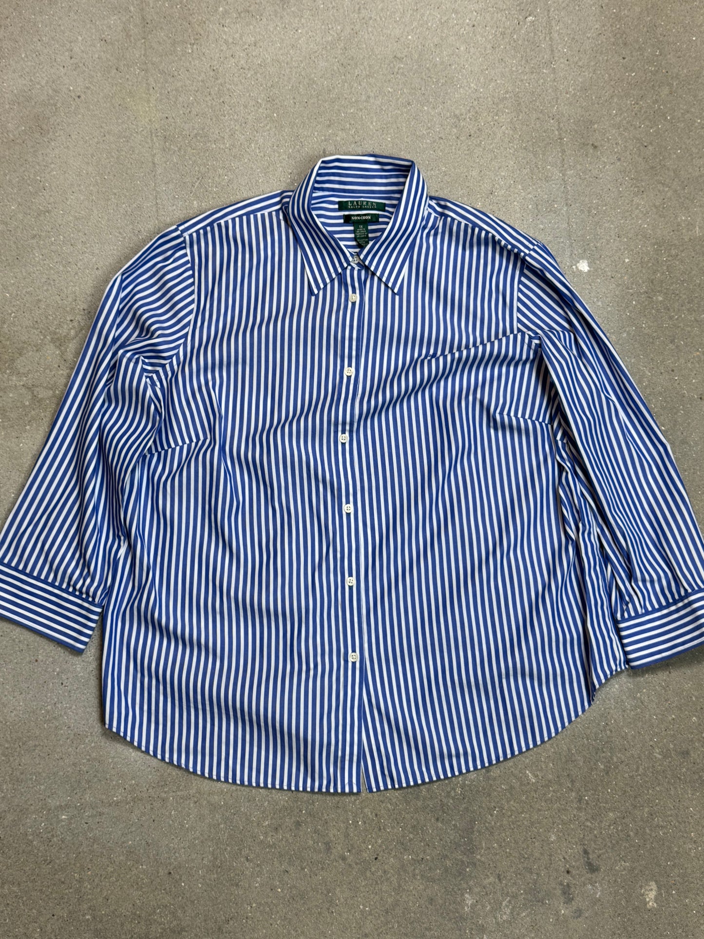 BLUE STRIPED VINTAGE RALPH LAUREN SHIRT (XL)