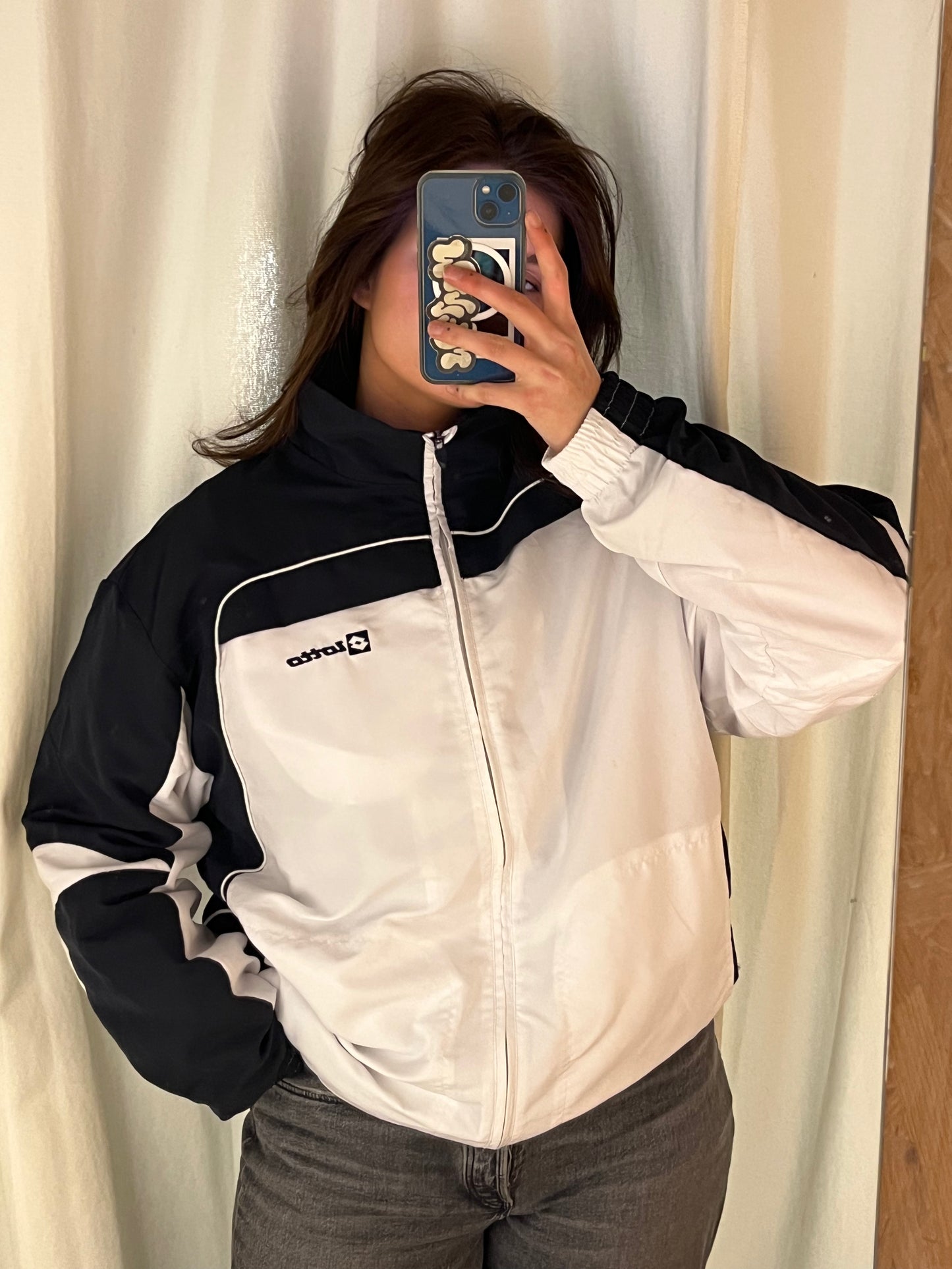 Black White Vintage LOTTO Zip Track Jacket (XXL)