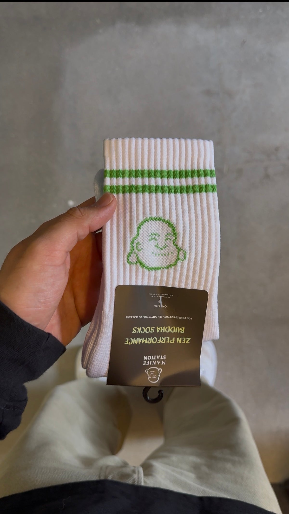 White/Green Manifestation Zen Performance Bamboo Buddha Sock š (MORE COLORS) (Mellow Ameland)