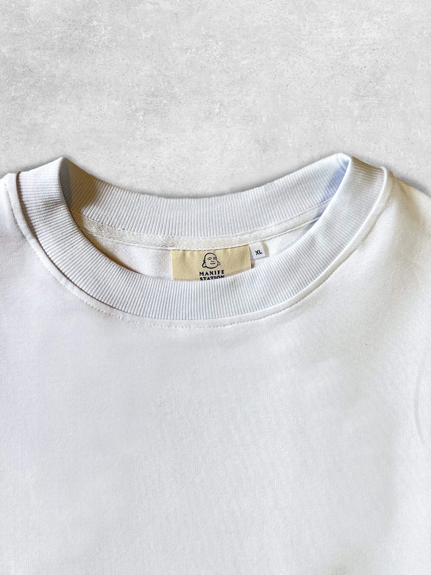 Weiß/Blaues Manifestation Heavyweight Boxy Statement T-Shirt (hergestellt in NL 🇳🇱)