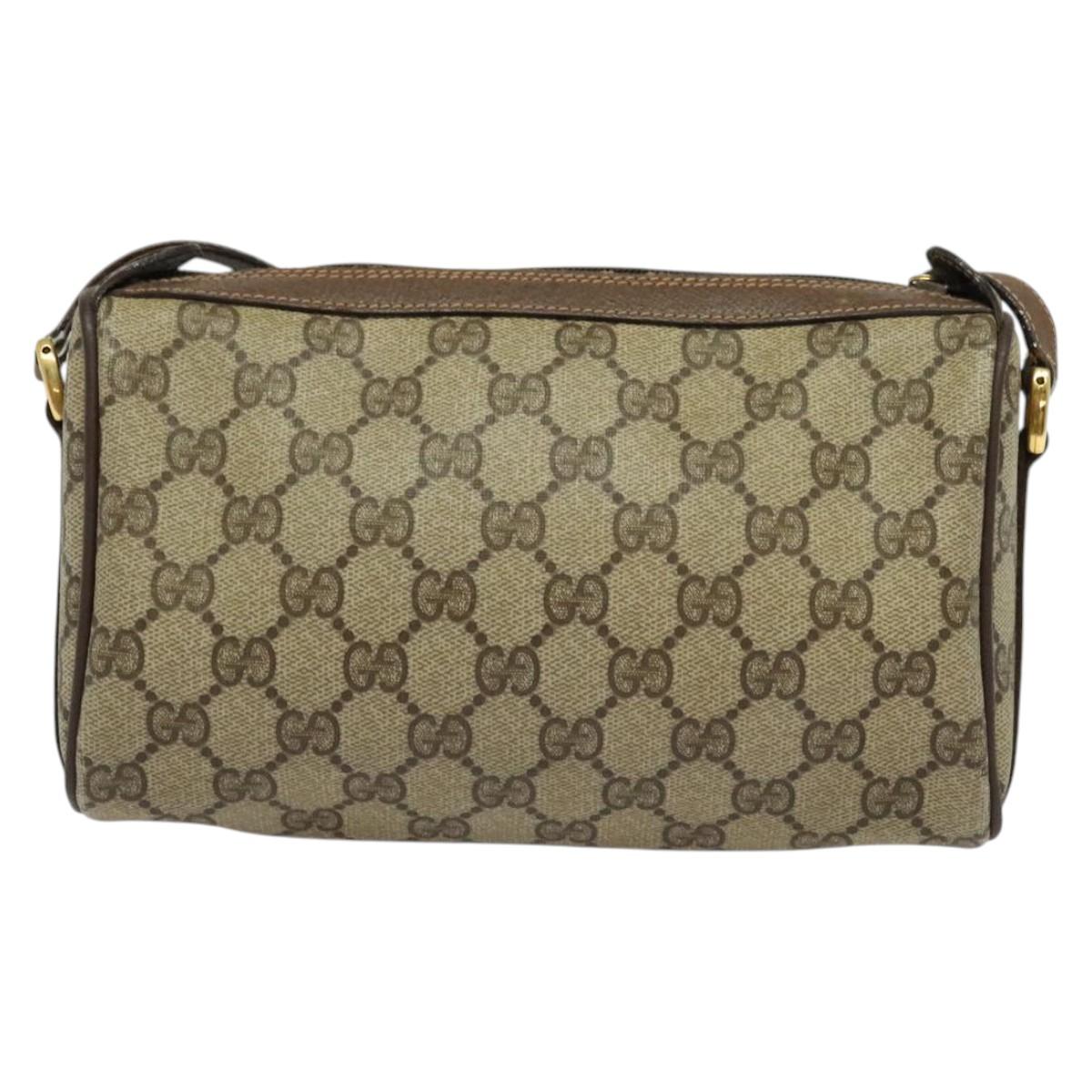 GUCCI GG Supreme Web Sherry Line Shoulder Bag PVC Beige
