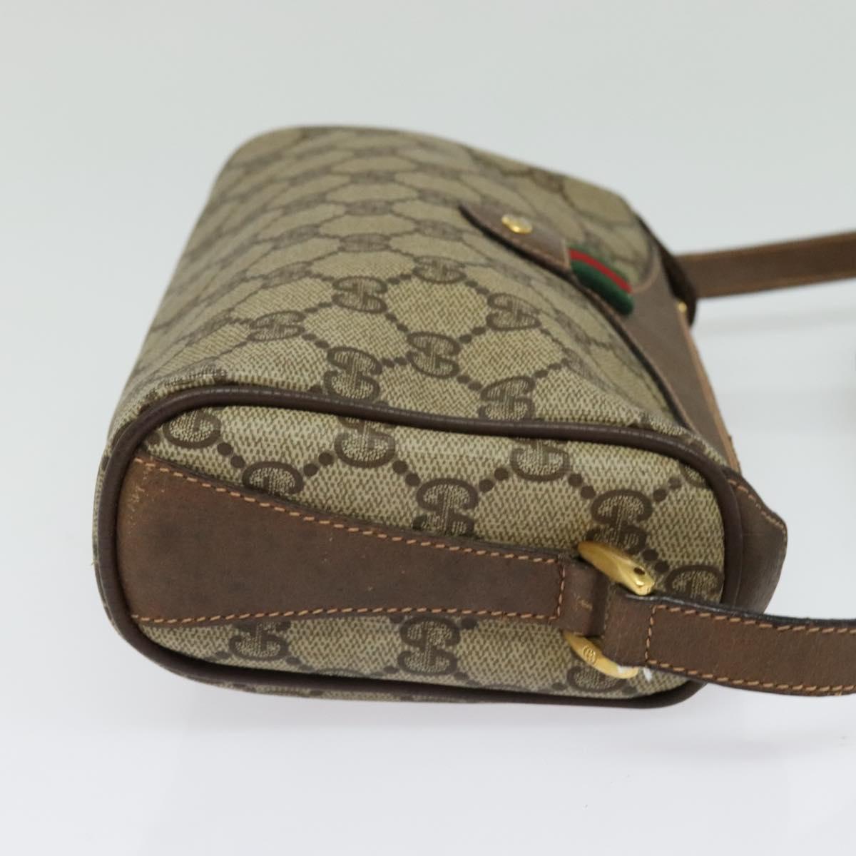 GUCCI GG Supreme Web Sherry Line Shoulder Bag PVC Beige