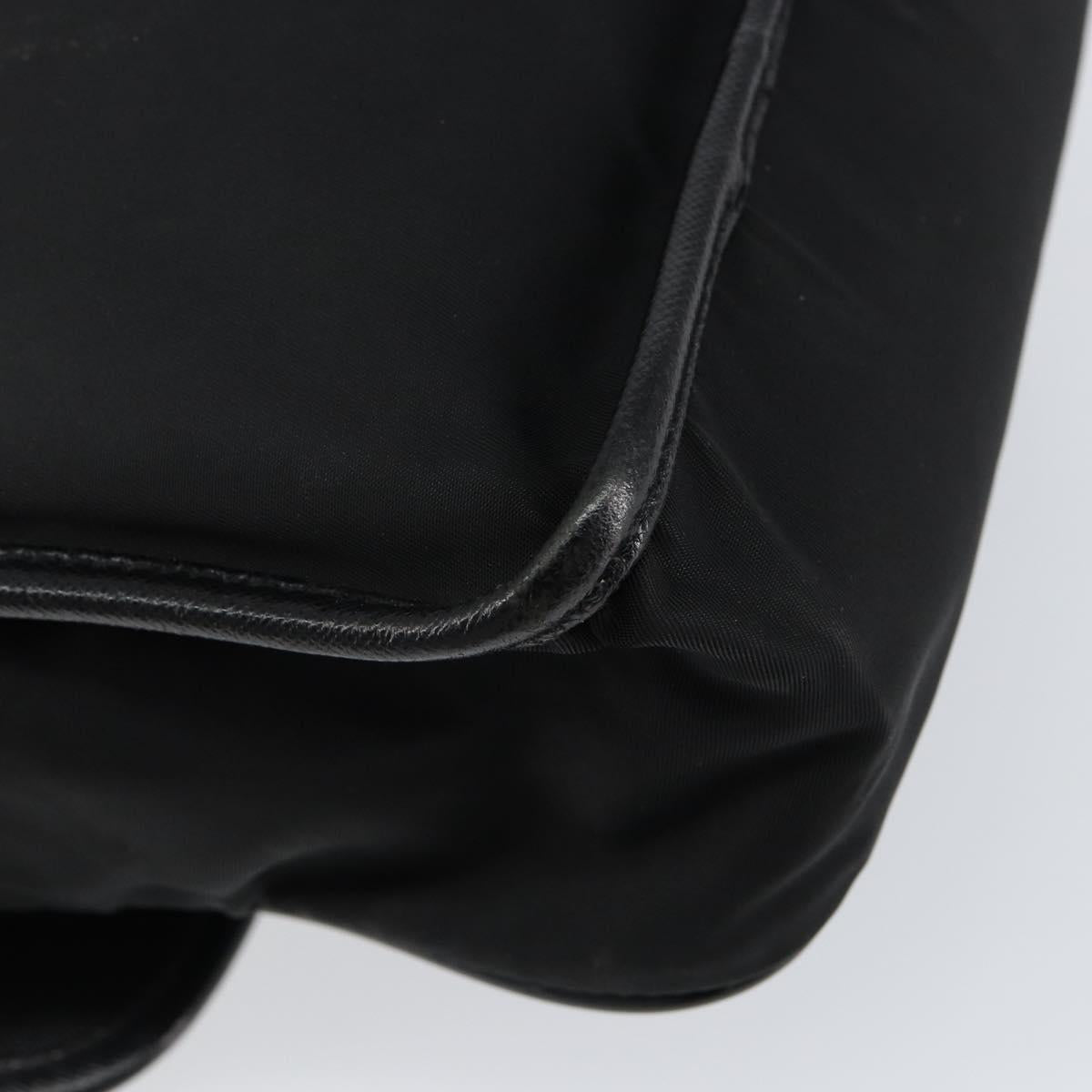 PRADA Schultertasche Nylon Leder Schwarz Silber Auth bs30341