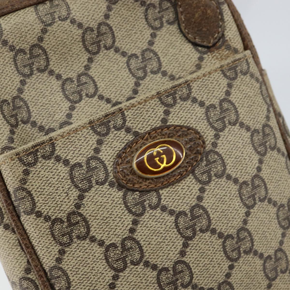 GUCCI GG Supreme Schultertasche aus PVC-Leder, Beige/Gold