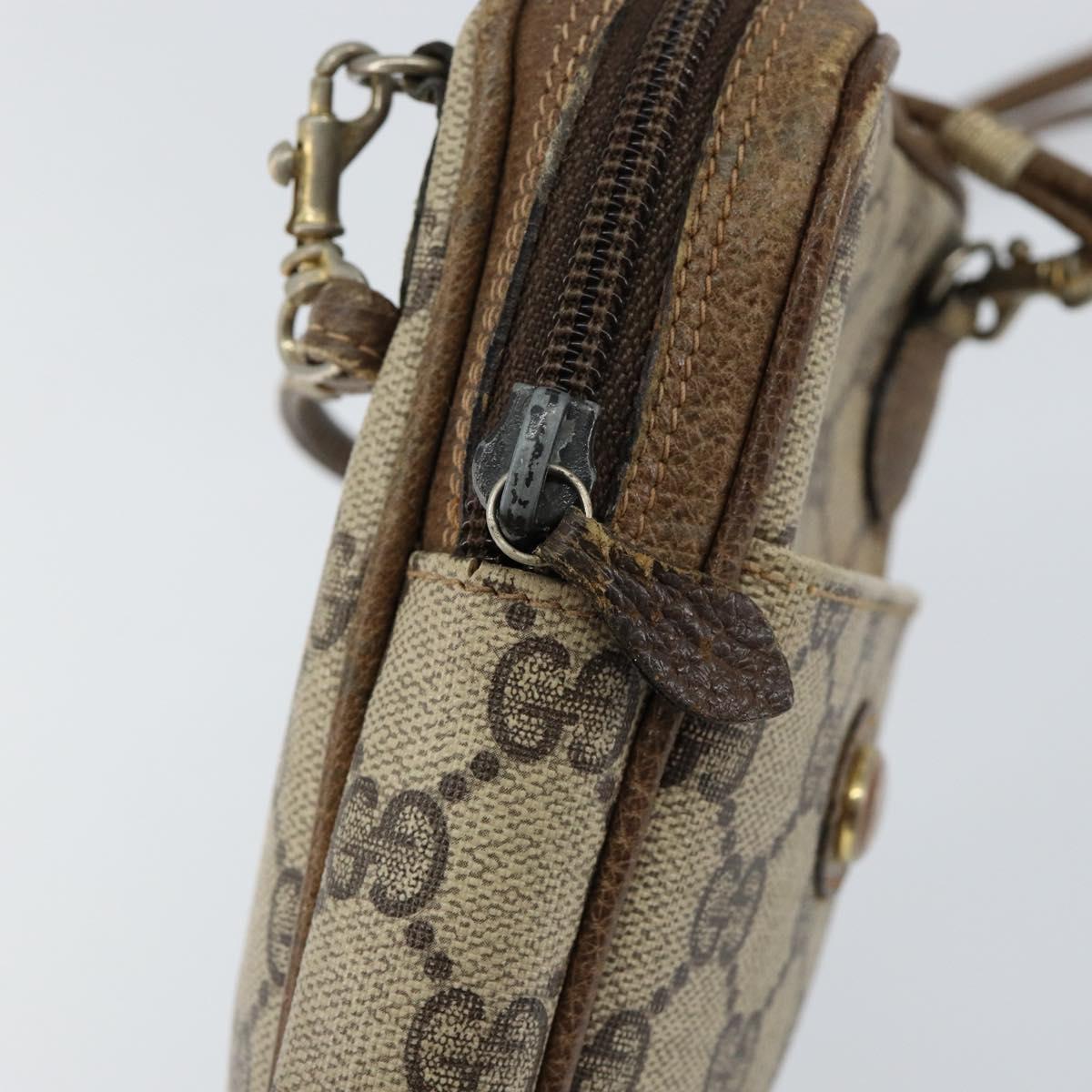 GUCCI GG Supreme Schultertasche aus PVC-Leder, Beige/Gold