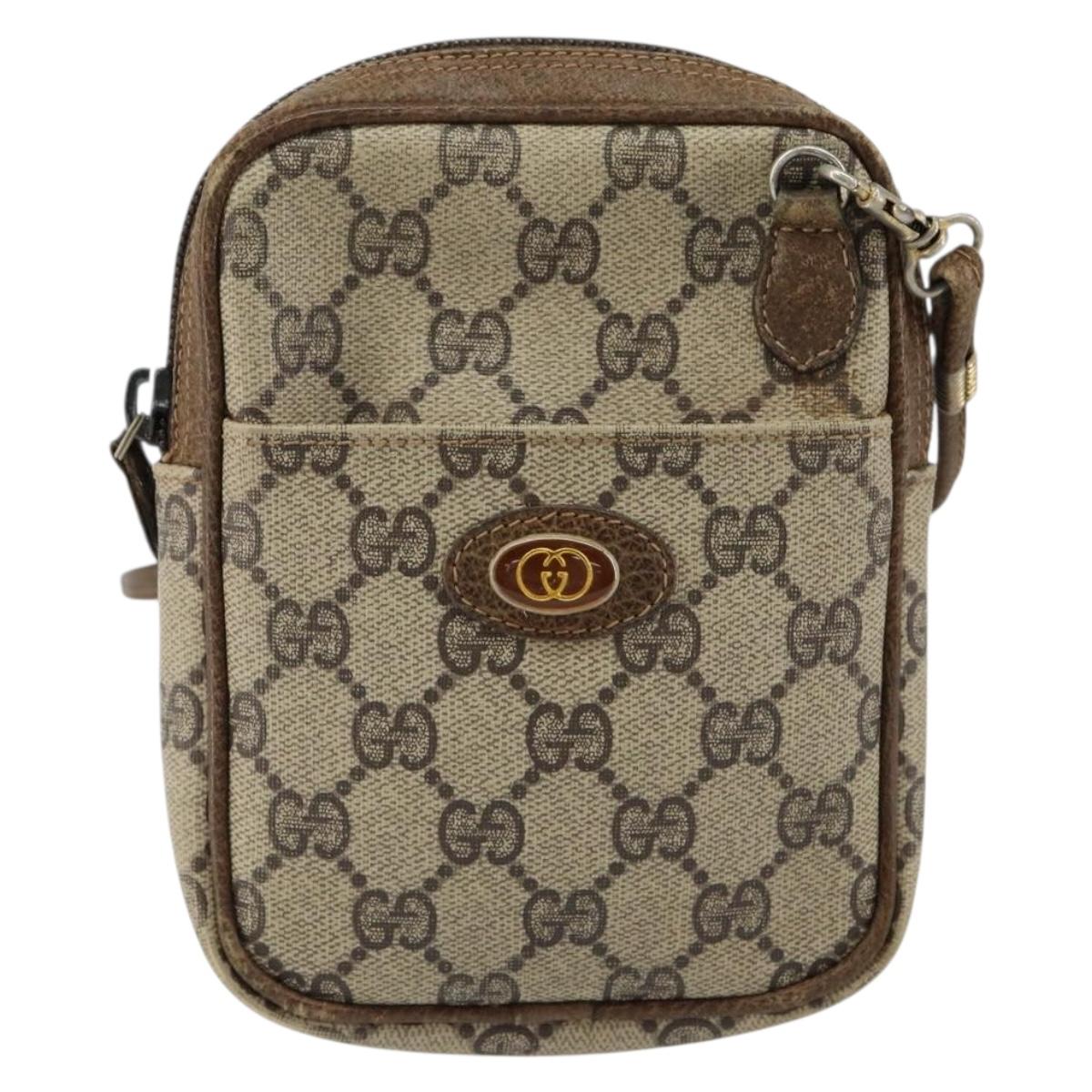 GUCCI GG Supreme Schultertasche aus PVC-Leder, Beige/Gold