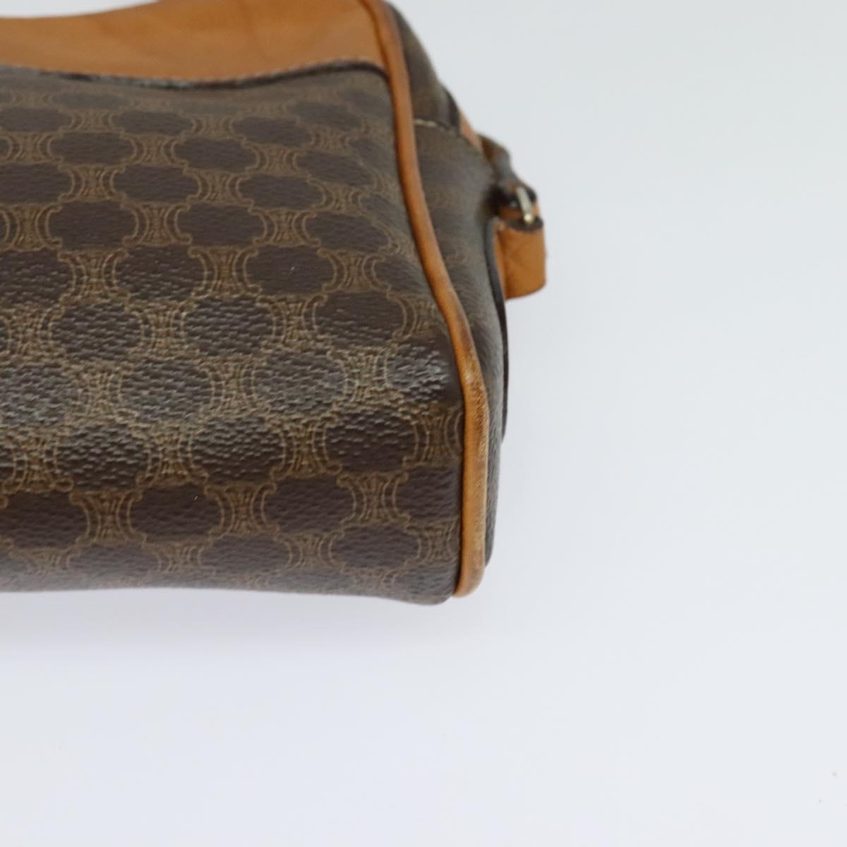 CELINE Macadam Canvas Shoulder Bag PVC Leather Brown Gold