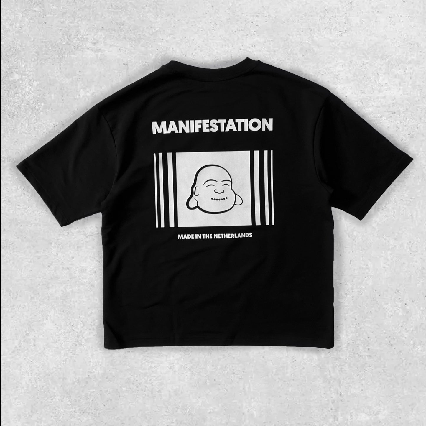 Schwarz/Weißes Manifestation Heavyweight Boxy Statement T-Shirt (hergestellt in NL 🇳🇱)