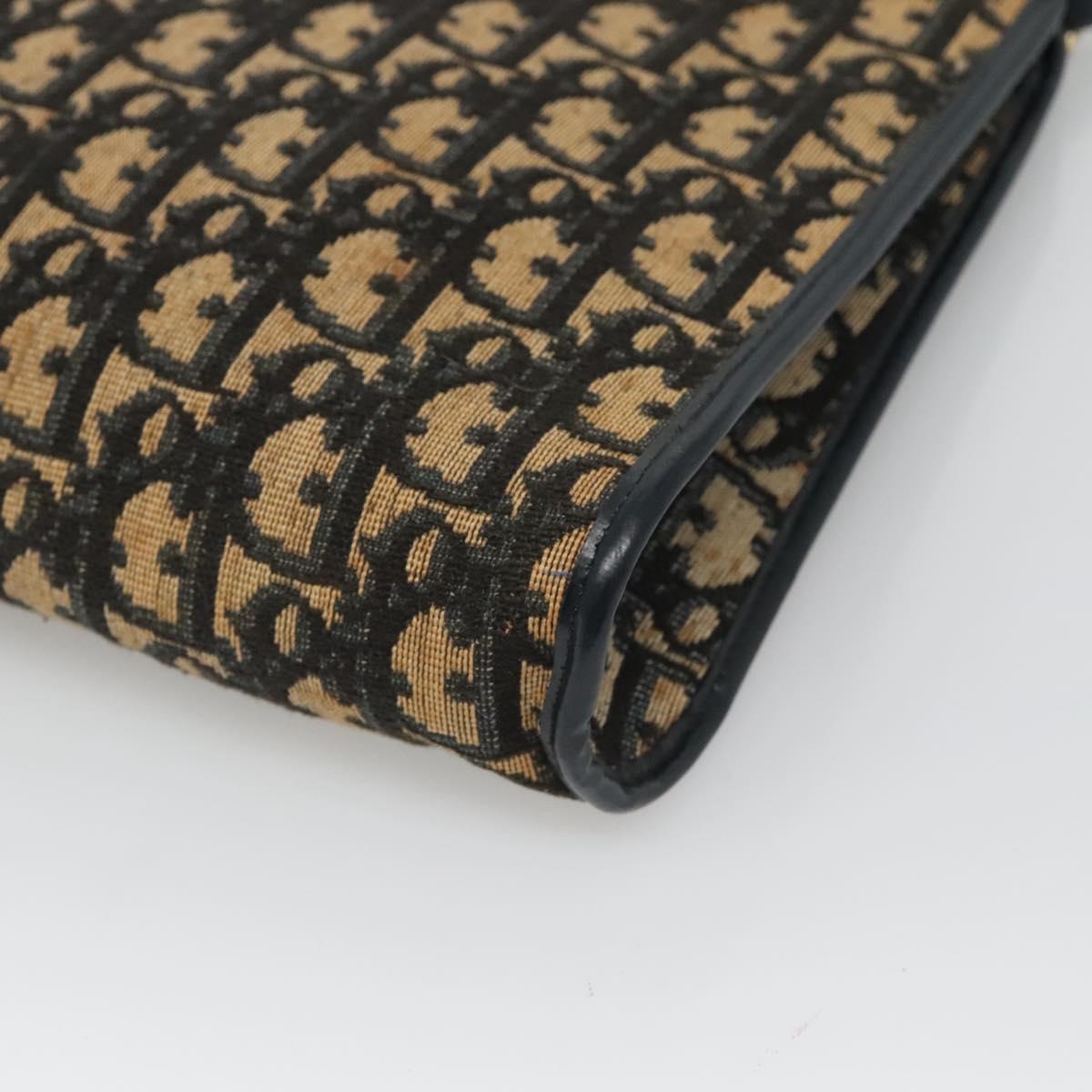 Christian Dior Trotter Canvas Shoulder Bag Navy Gold