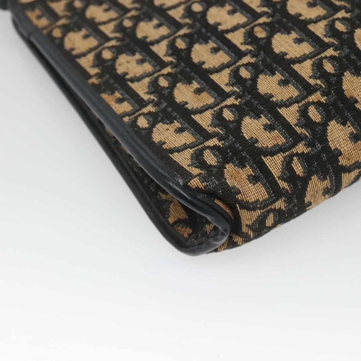 Christian Dior Trotter Canvas Shoulder Bag Navy Gold