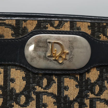 Christian Dior Trotter Canvas Shoulder Bag Navy Gold