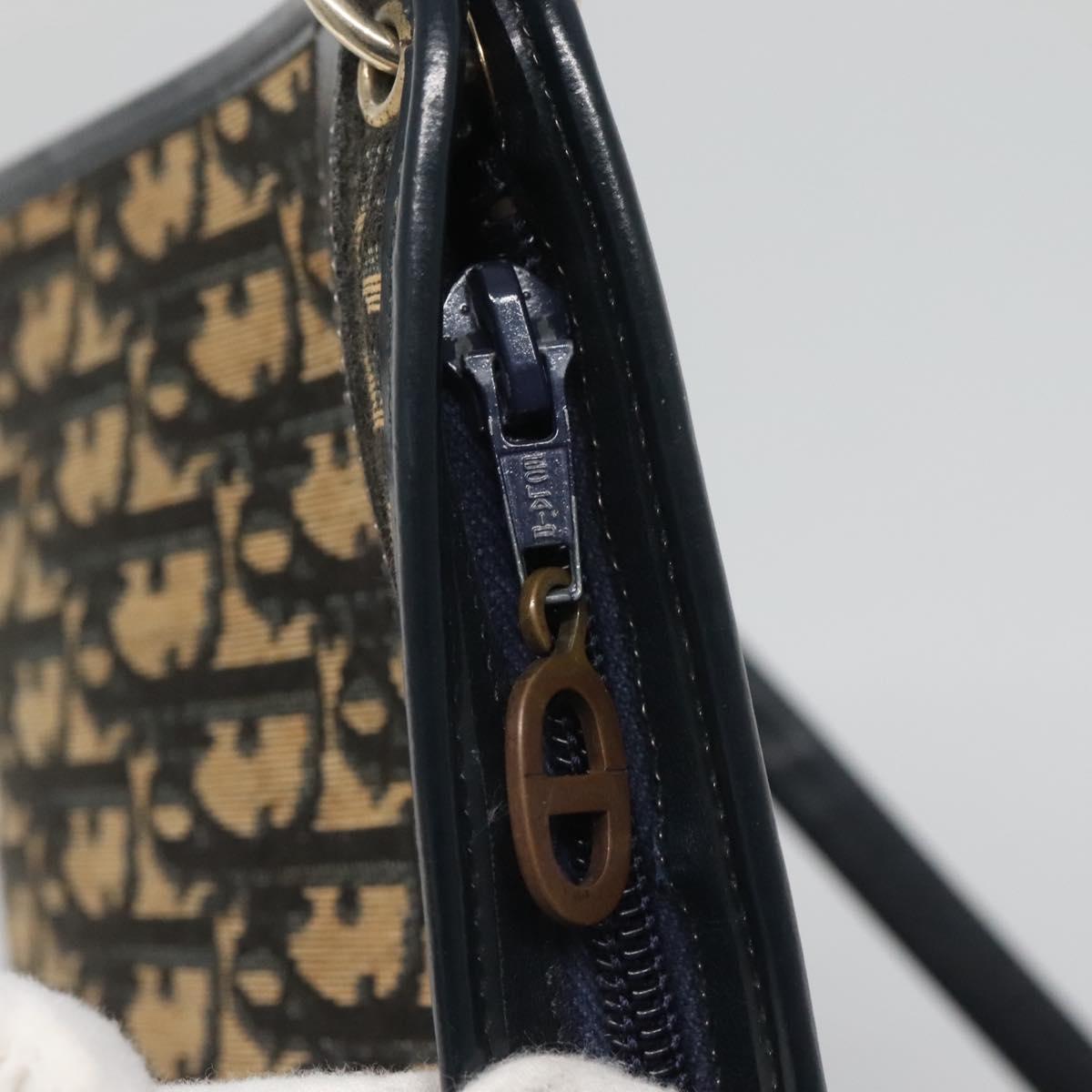 Christian Dior Trotter Canvas Shoulder Bag Navy Gold