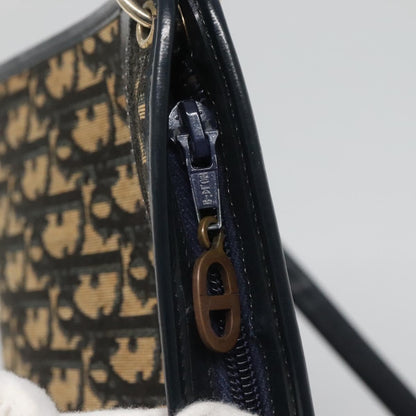 Christian Dior Trotter Canvas Shoulder Bag Navy Gold
