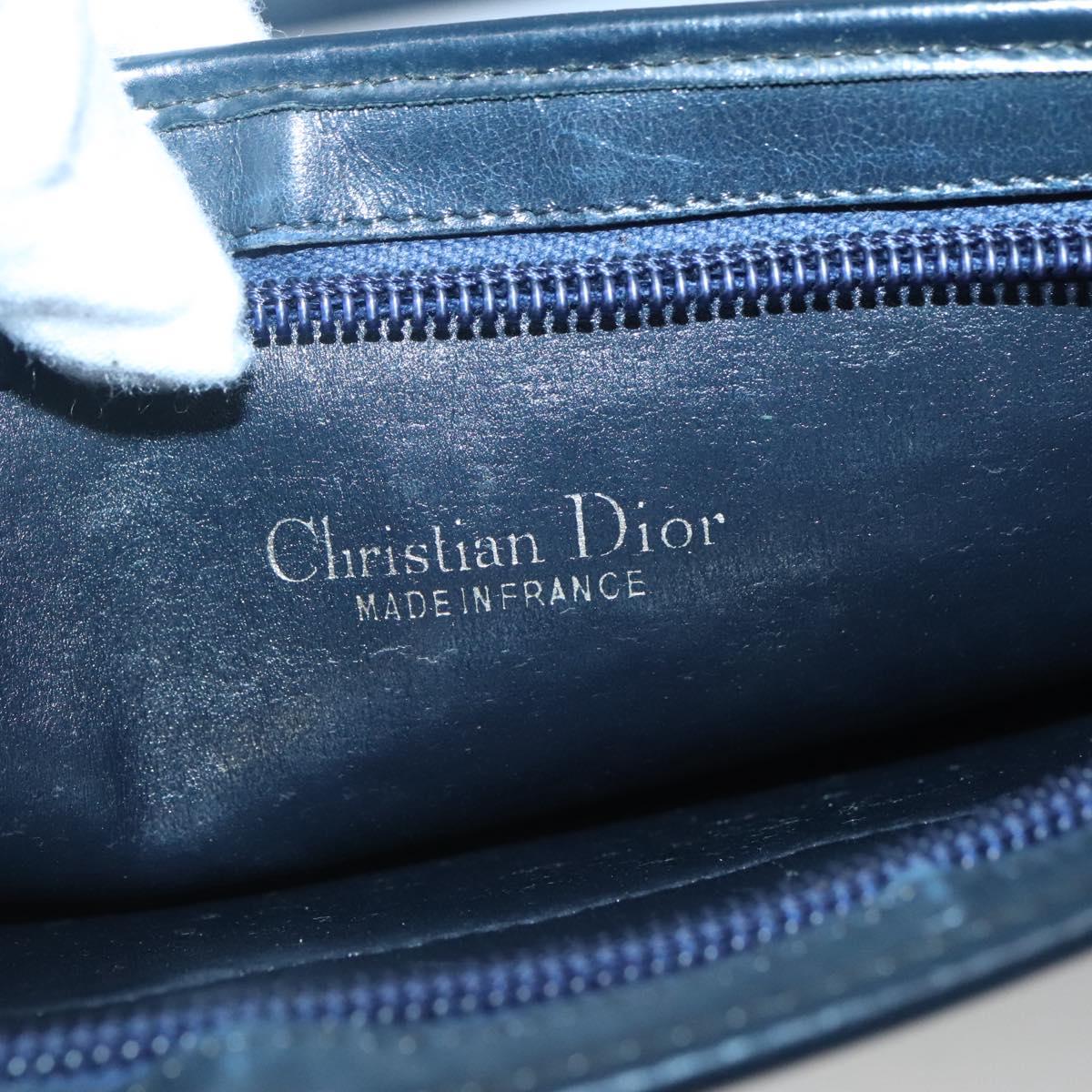 Christian Dior Trotter Canvas Shoulder Bag Navy Gold