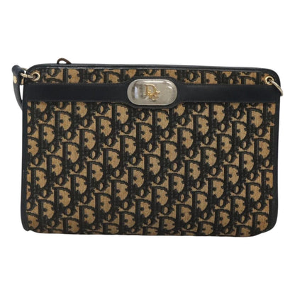 Christian Dior Trotter Canvas Shoulder Bag Navy Gold