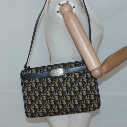 Christian Dior Trotter Canvas Shoulder Bag Navy Gold