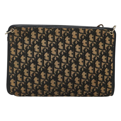 Christian Dior Trotter Canvas Shoulder Bag Navy Gold