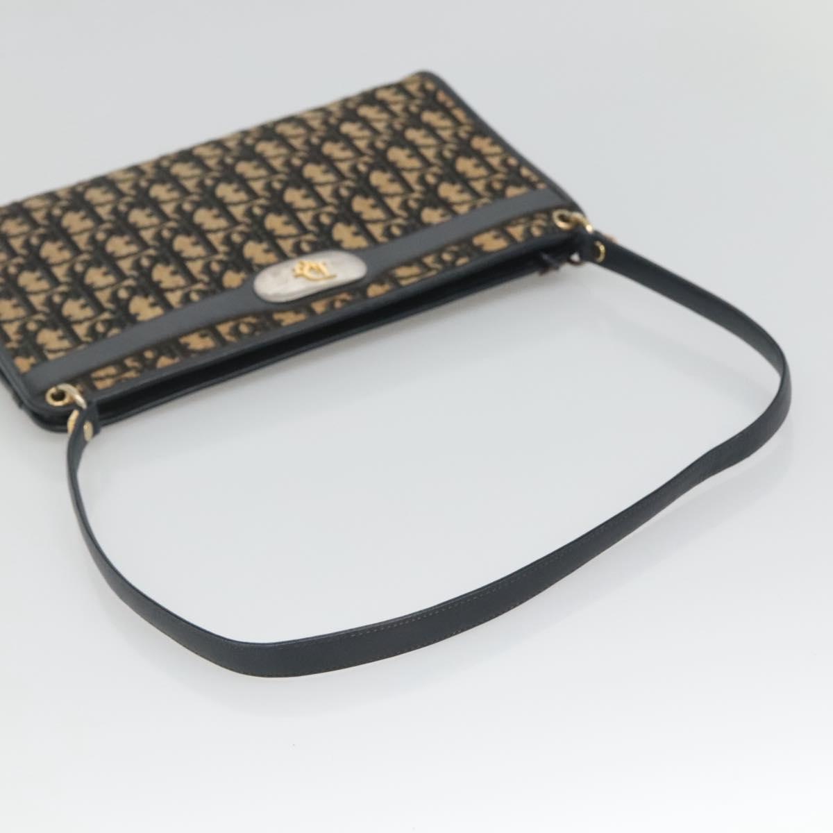 Christian Dior Trotter Canvas Shoulder Bag Navy Gold