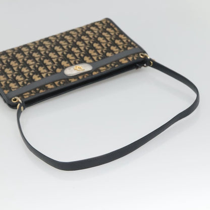 Christian Dior Trotter Canvas Shoulder Bag Navy Gold