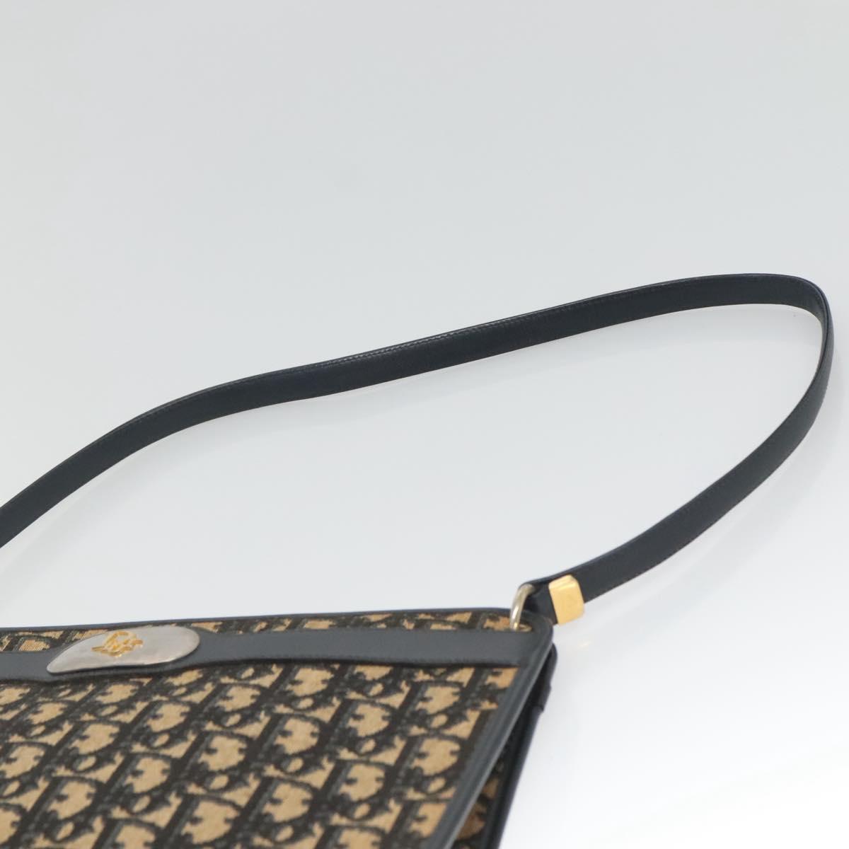 Christian Dior Trotter Canvas Shoulder Bag Navy Gold