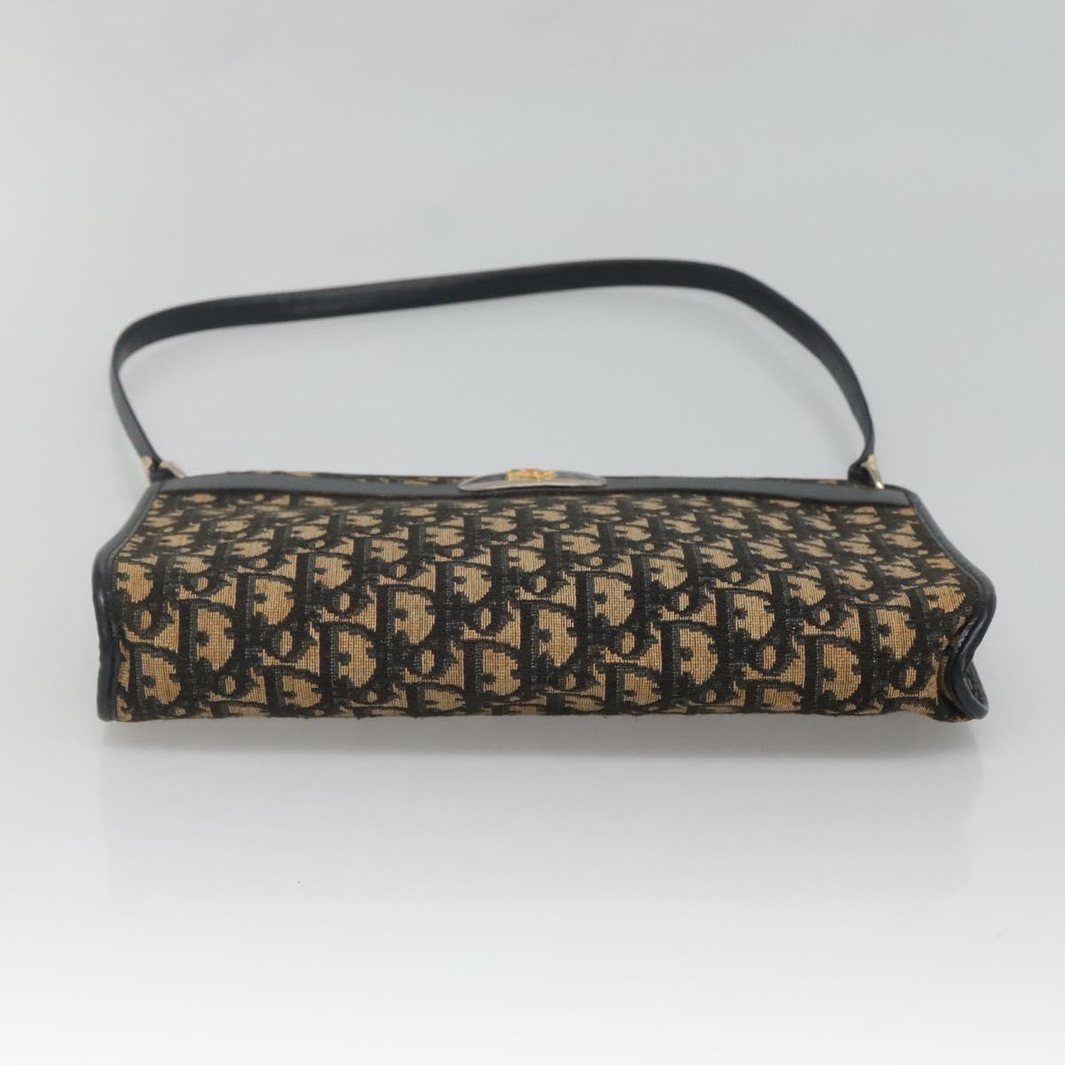 Christian Dior Trotter Canvas Shoulder Bag Navy Gold