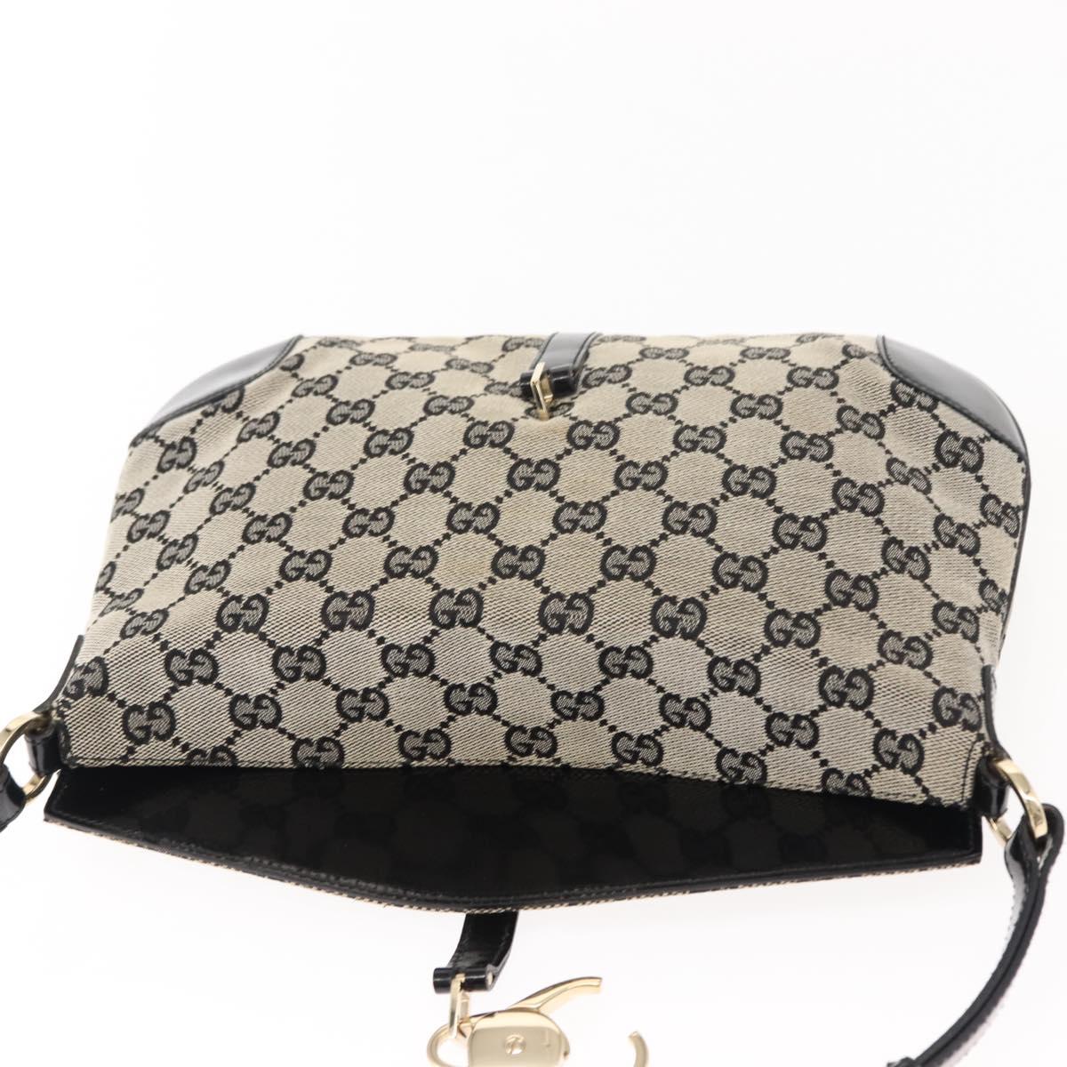 GUCCI GG Canvas Shoulder Bag Black Gold
