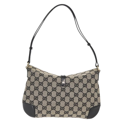 GUCCI GG Canvas Shoulder Bag Black Gold