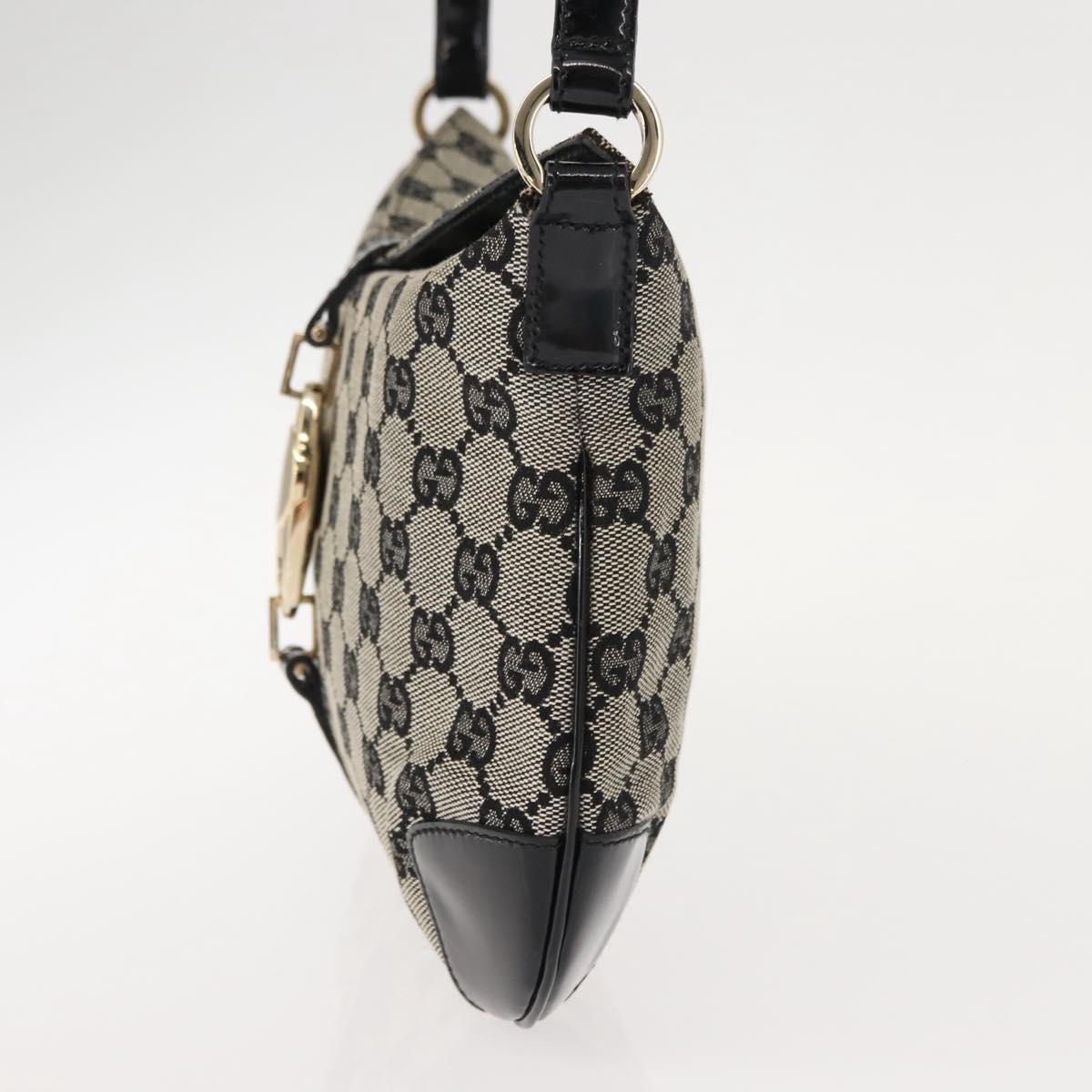 GUCCI GG Canvas Shoulder Bag Black Gold