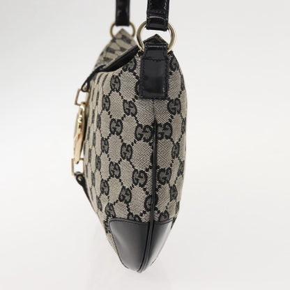 GUCCI GG Canvas Shoulder Bag Black Gold