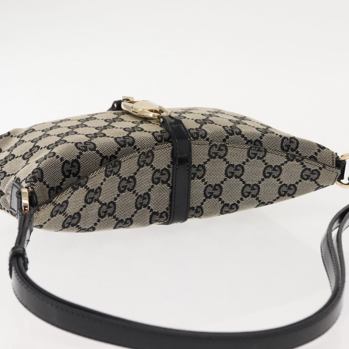 GUCCI GG Canvas Shoulder Bag Black Gold