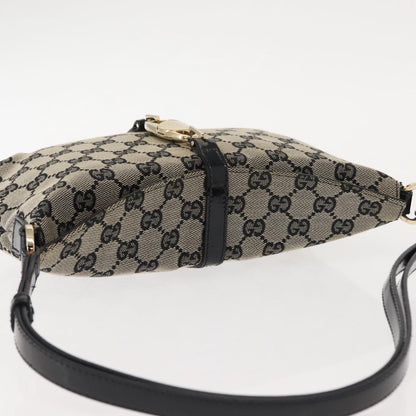 GUCCI GG Canvas Shoulder Bag Black Gold