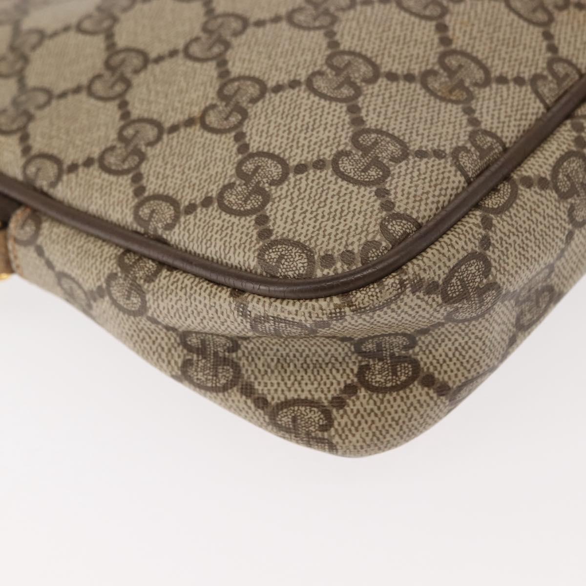 GUCCI GG Supreme Shoulder Bag PVC Beige Gold