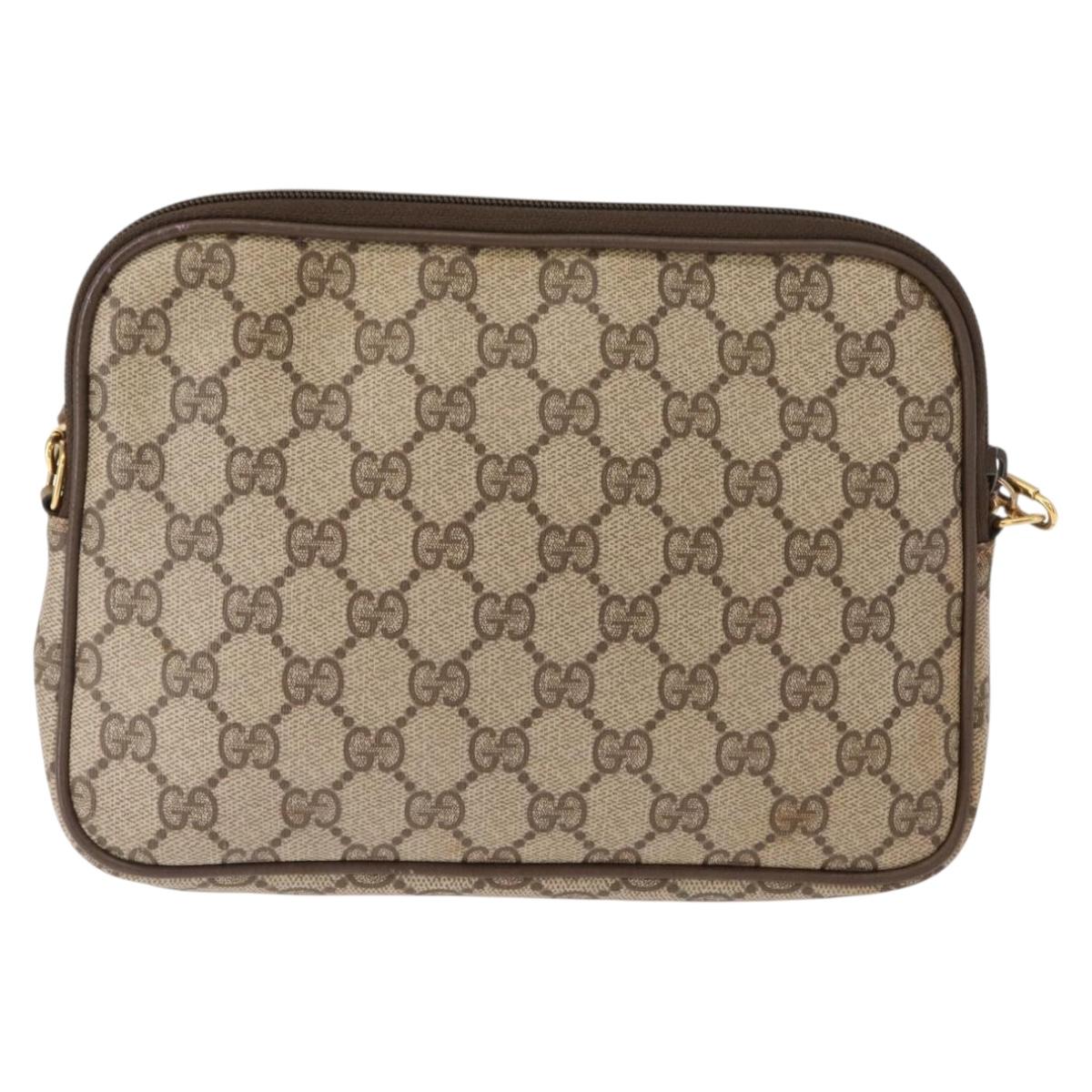 GUCCI GG Supreme Shoulder Bag PVC Beige Gold