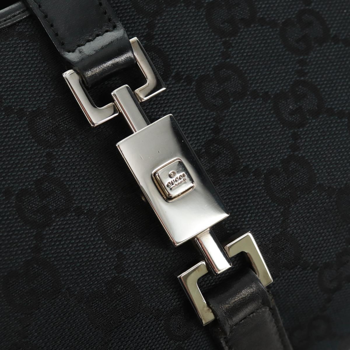 GUCCI GG Canvas Jackie Shoulder Bag Black Silver