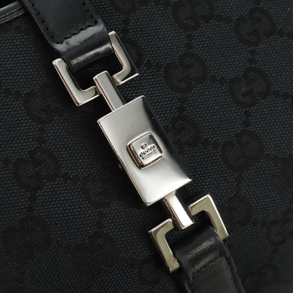 GUCCI GG Canvas Jackie Shoulder Bag Black Silver