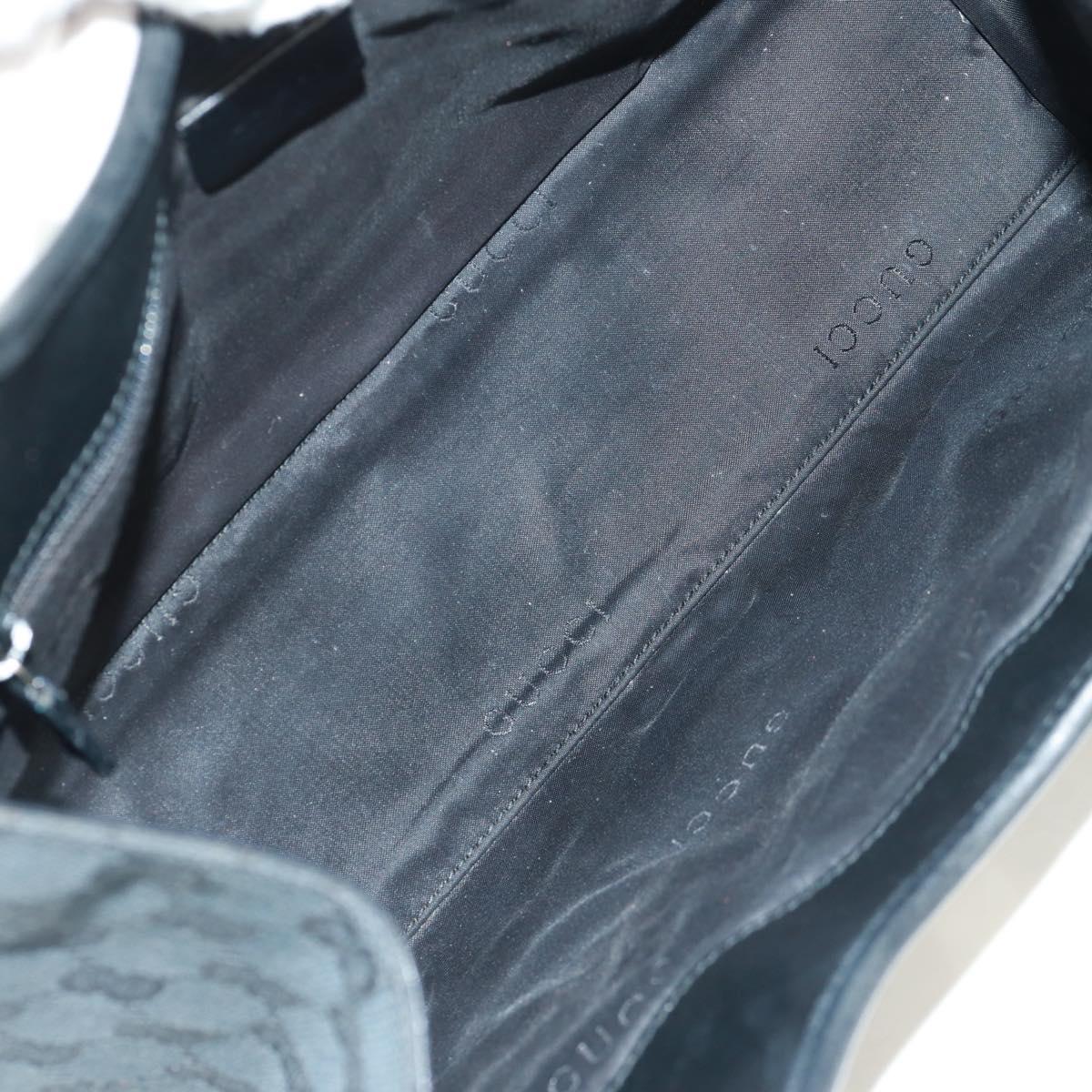 GUCCI GG Canvas Jackie Shoulder Bag Black Silver