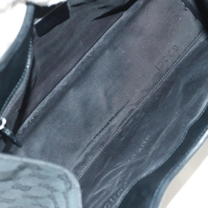 GUCCI GG Canvas Jackie Shoulder Bag Black Silver