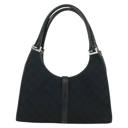 GUCCI GG Canvas Jackie Shoulder Bag Black Silver