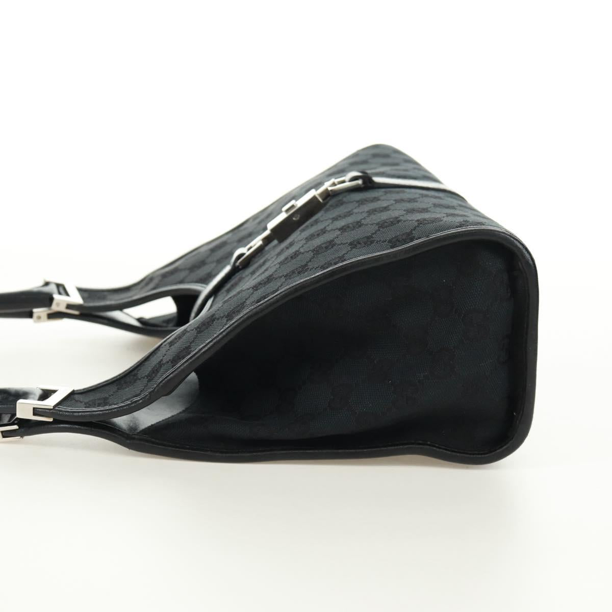 GUCCI GG Canvas Jackie Shoulder Bag Black Silver