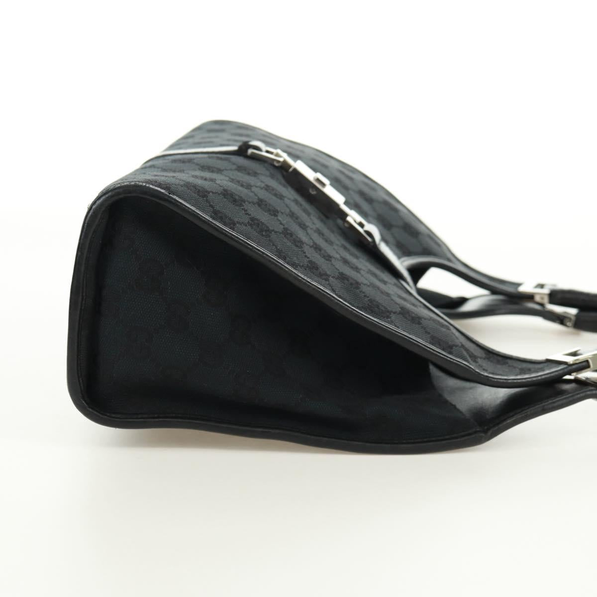 GUCCI GG Canvas Jackie Shoulder Bag Black Silver