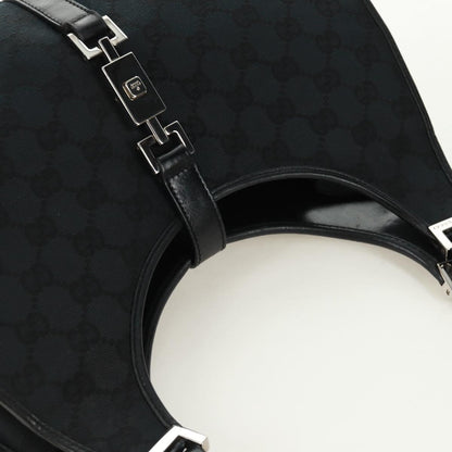 GUCCI GG Canvas Jackie Shoulder Bag Black Silver
