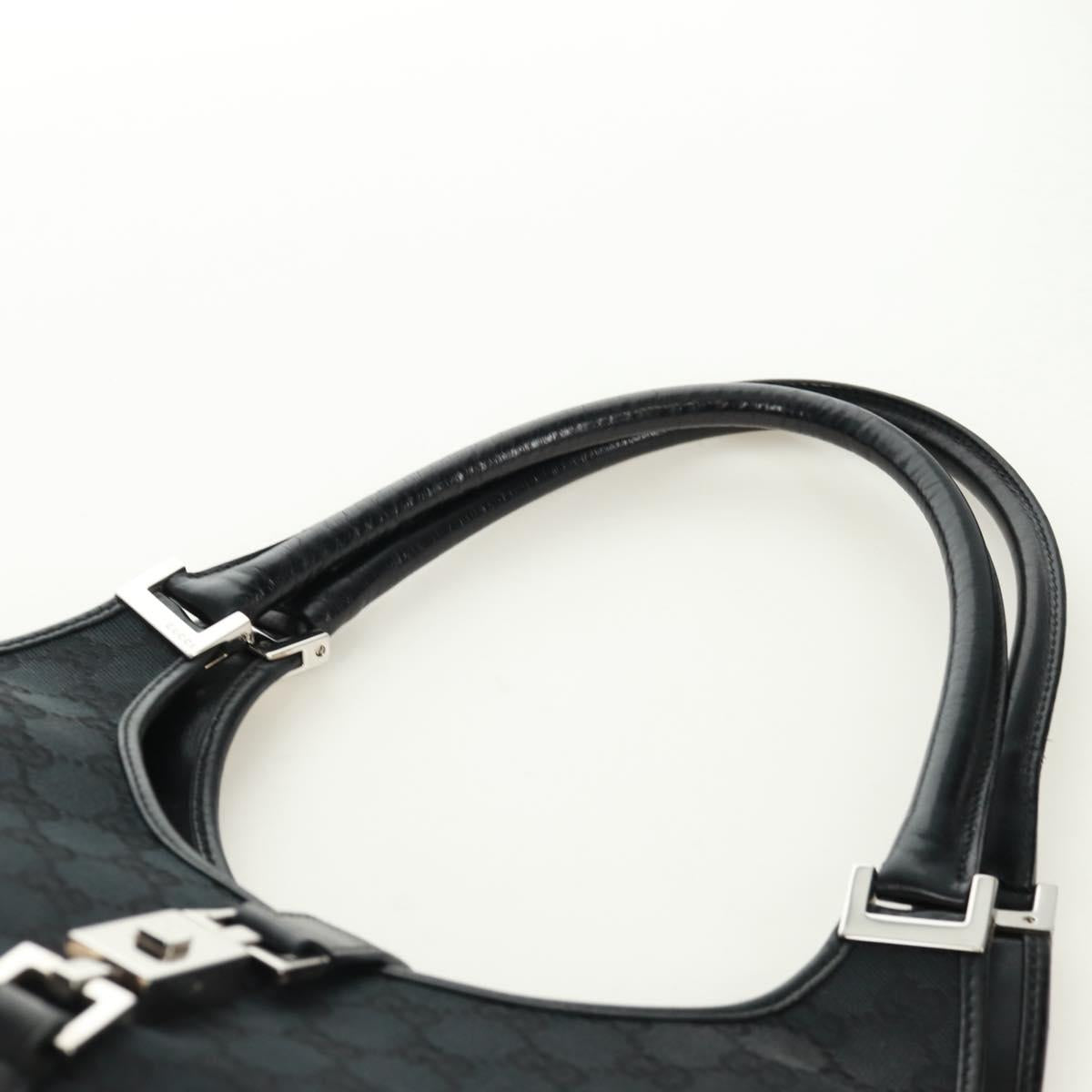GUCCI GG Canvas Jackie Shoulder Bag Black Silver