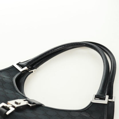 GUCCI GG Canvas Jackie Shoulder Bag Black Silver