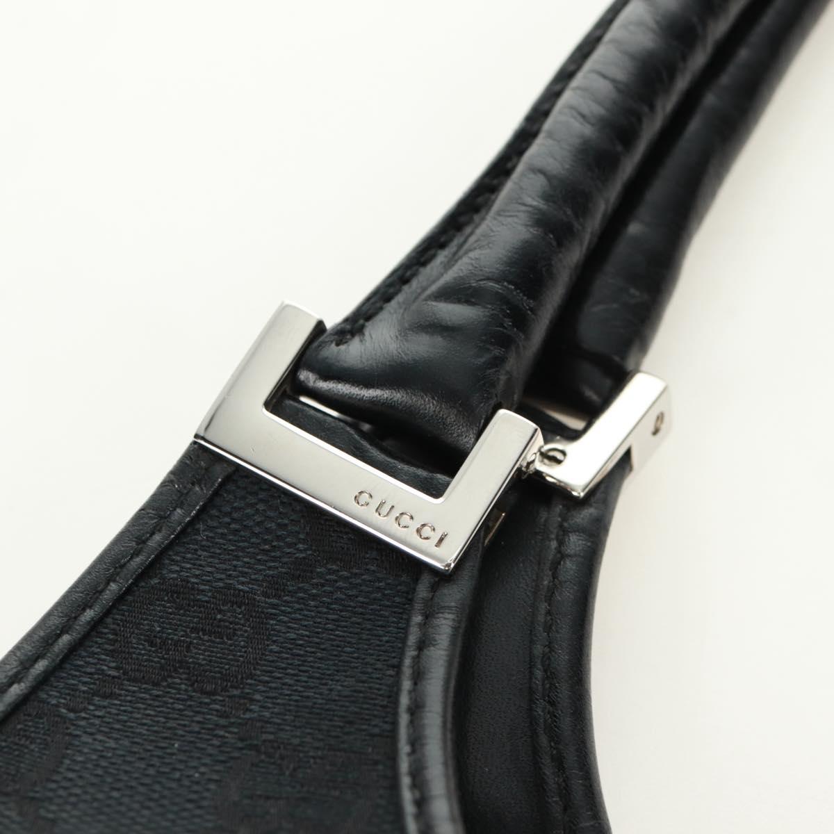 GUCCI GG Canvas Jackie Shoulder Bag Black Silver
