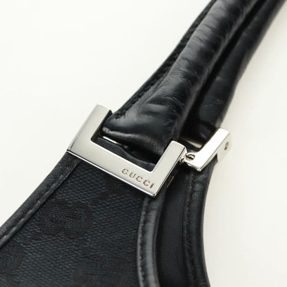 GUCCI GG Canvas Jackie Shoulder Bag Black Silver